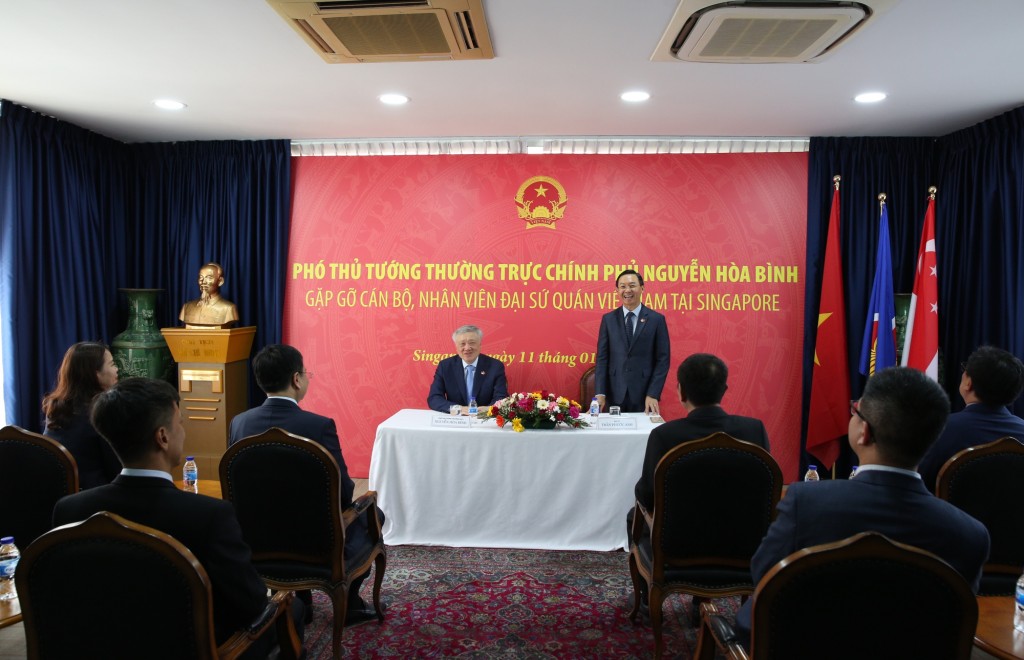 Đại sứ Việt Nam tại Singapore Trần Phước Anh phát biểu tại cuộc gặp mặt - Ảnh: VGP/Nguyễn Hoàng