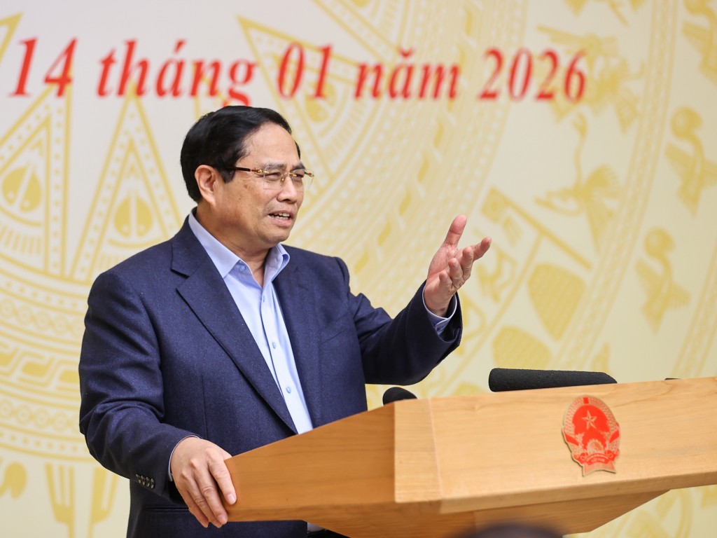 Thủ tướng Chính phủ Phạm Minh Chính chủ trì Hội nghị tổng kết công tác đôn đốc, triển khai thỏa thuận, cam kết quốc tế trong các hoạt động đối ngoại cấp cao, nhiệm kỳ 2021-2025 - Ảnh: VGP/Nhật Bắc