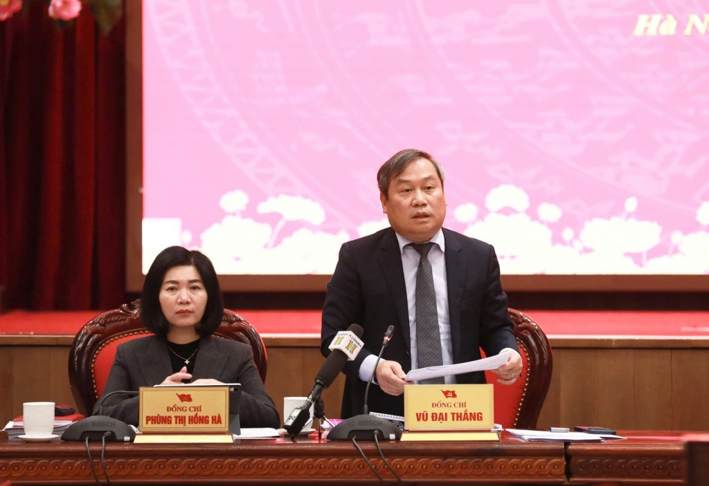 Ủy viên Trung ương Đảng, Phó Bí thư Thành ủy, Chủ tịch UBND Thành phố Vũ Đại Thắng phát biểu tiếp thu tại hội nghị