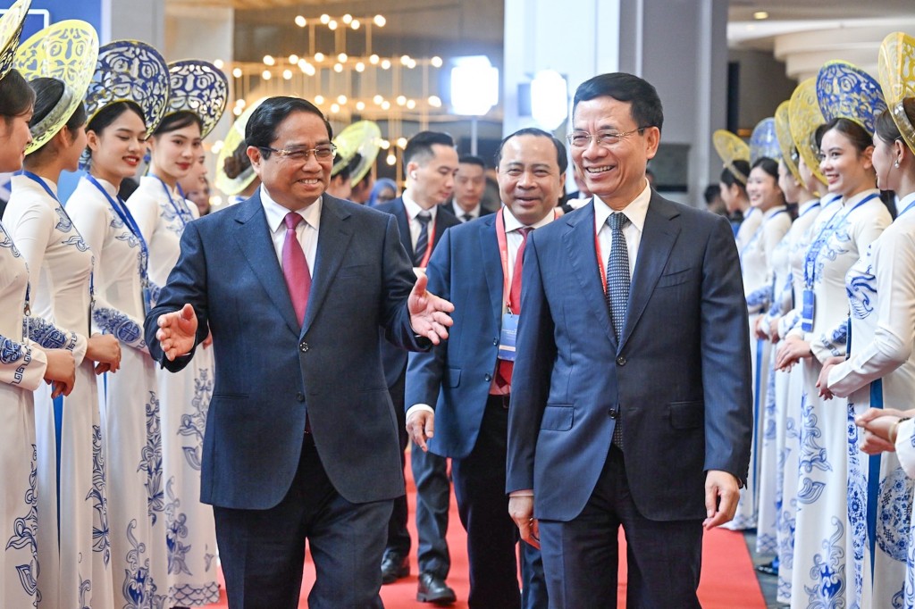 Thủ tướng Phạm Minh Chính đến dự lễ khai mạc Hội nghị Bộ trưởng Số ASEAN (ADGMIN) lần thứ 6 - Ảnh: VGP/Nhật Bắc