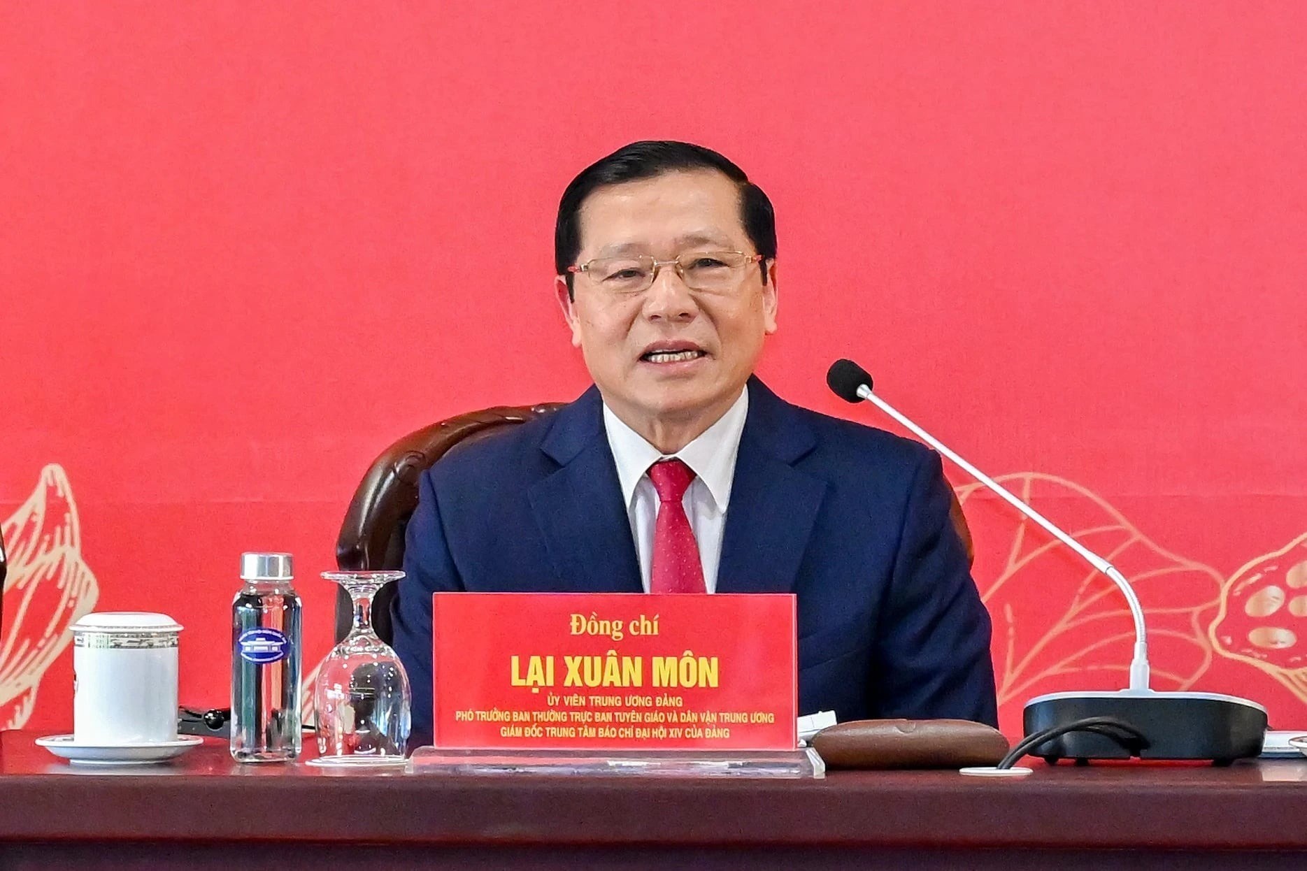 Đồng chí Lại Xuân Môn, Ủy viên Trung ương Đảng, Phó Trưởng ban Thường trực Ban Tuyên giáo và dân vận Trung ương, Giám đốc Trung tâm Báo chí Đại hội XIV. Ảnh: TTXVN