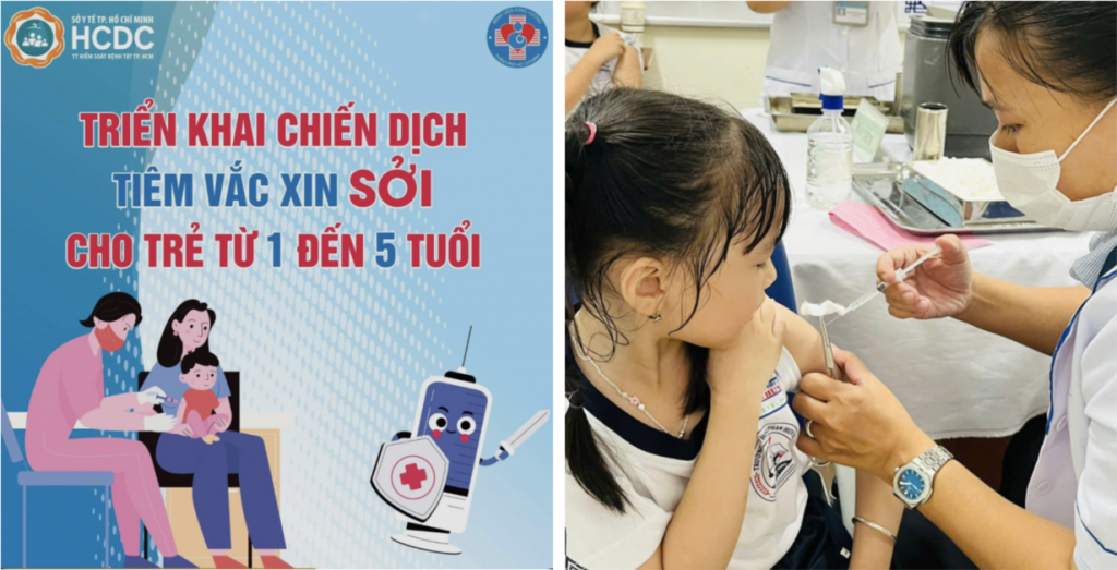 2.	Triển khai chiến dịch tiêm vắc xin sởi cho trẻ (ảnh: SYT TP Hồ Chí Minh)
