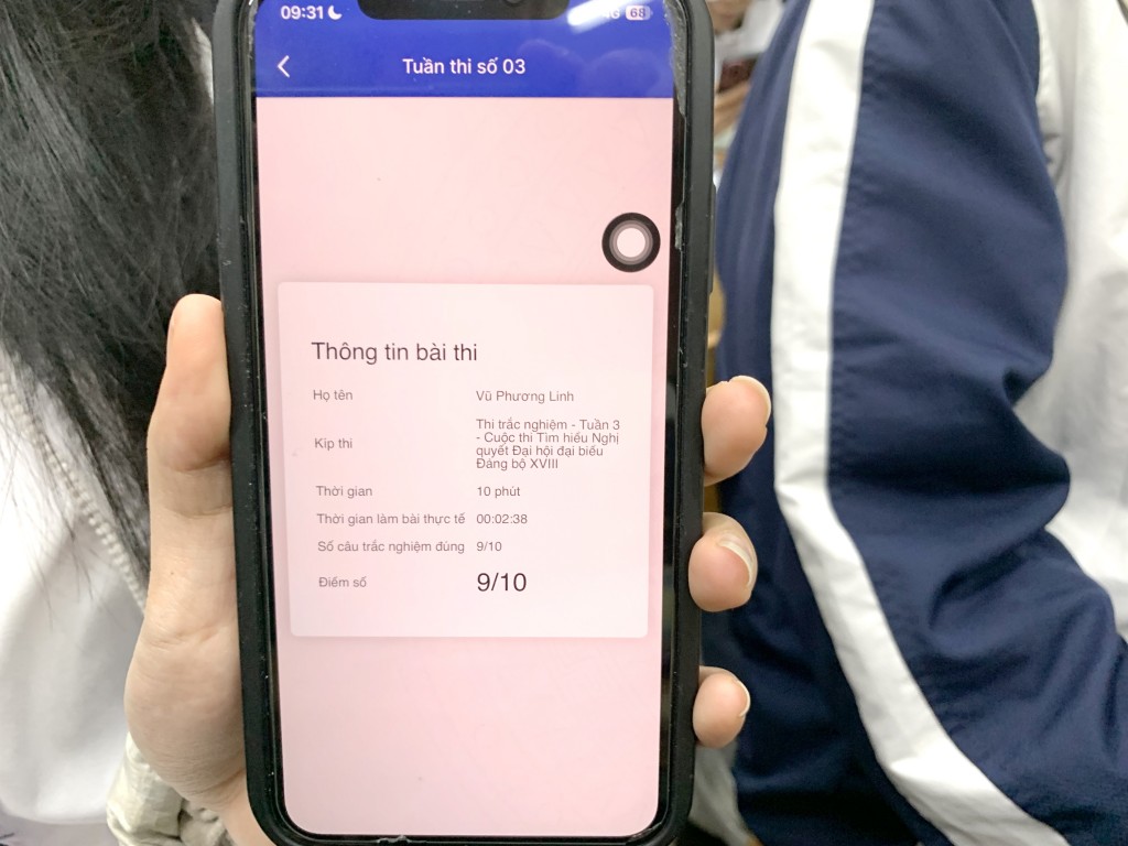 Điểm số dự thi tuần 3 của Vũ Phương Linh đạt 9/10 điểm