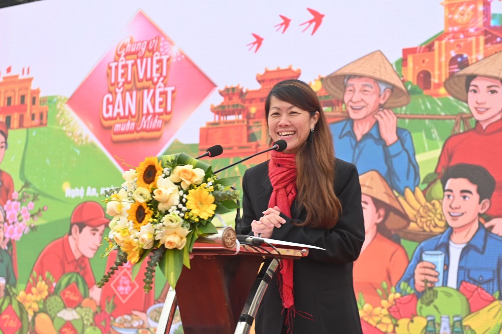 Bà Patsy Lim, Phó Tổng Giám đốc phụ trách Marketing của SABECO phát biểu tại sự kiện