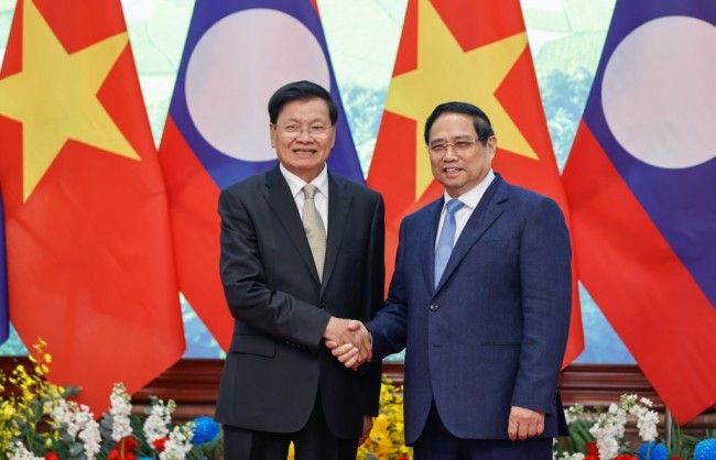 Thủ tướng Phạm Minh Chính hội kiến Tổng Bí thư, Chủ tịch nước Lào