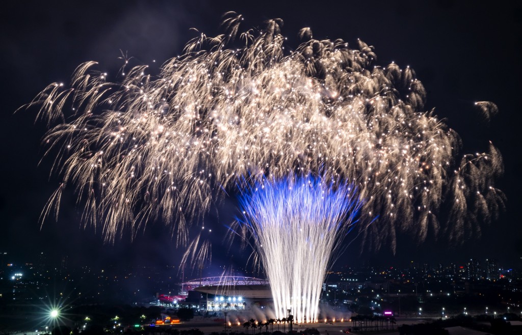 Hình tượng cây tre Việt Nam – một trong những màn pháo hoa “gây sốt” sau đại nhạc hội pháo hoa “Dưới lá cờ vẻ vang của Đảng”. Ảnh: Ánh Dương.