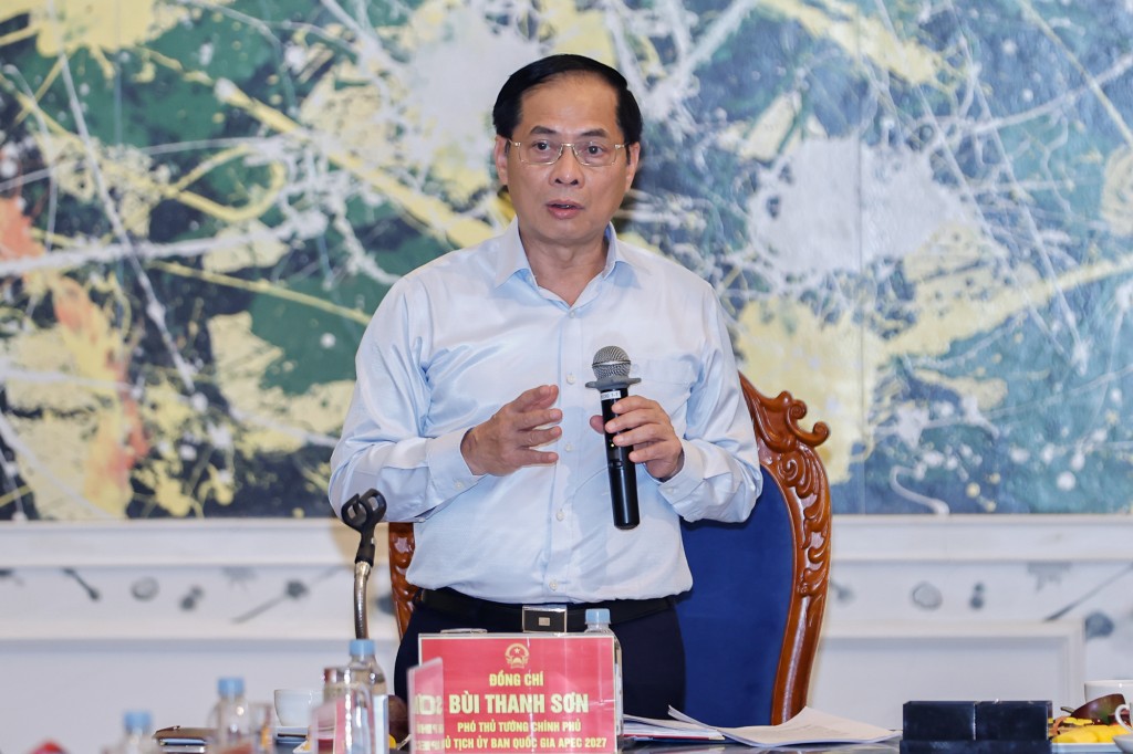 Phó Thủ tướng Bùi Thanh Sơn phát biểu tại cuộc họp - Ảnh: VGP/Nhật Bắc