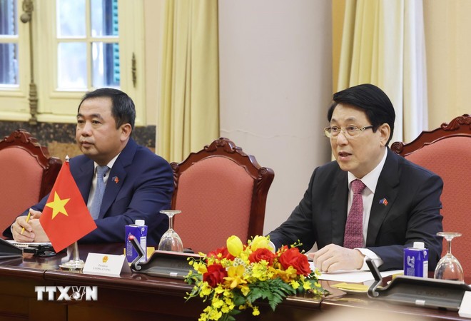 Chủ tịch nước Lương Cường phát biểu. (Ảnh: Lâm Khánh/TTXVN) Chủ tịch nước Lương Cường phát biểu. (Ảnh: Lâm Khánh/TTXVN)