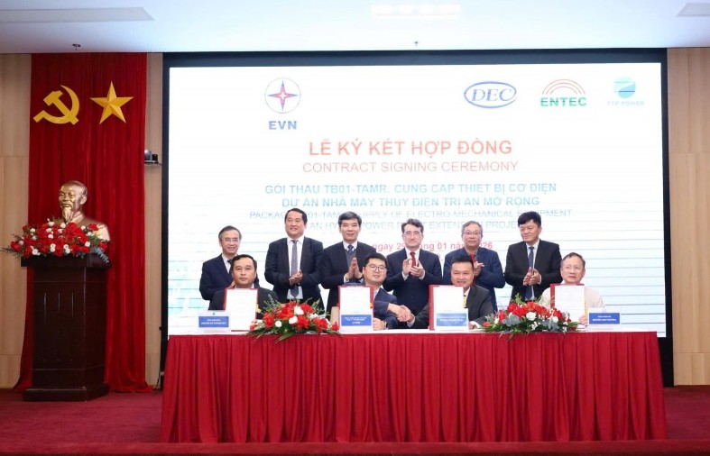 EVN ký kết hợp hợp đồng cung cấp thiết bị cơ điện dự án Nhà máy thuỷ điện Trị An mở rộng