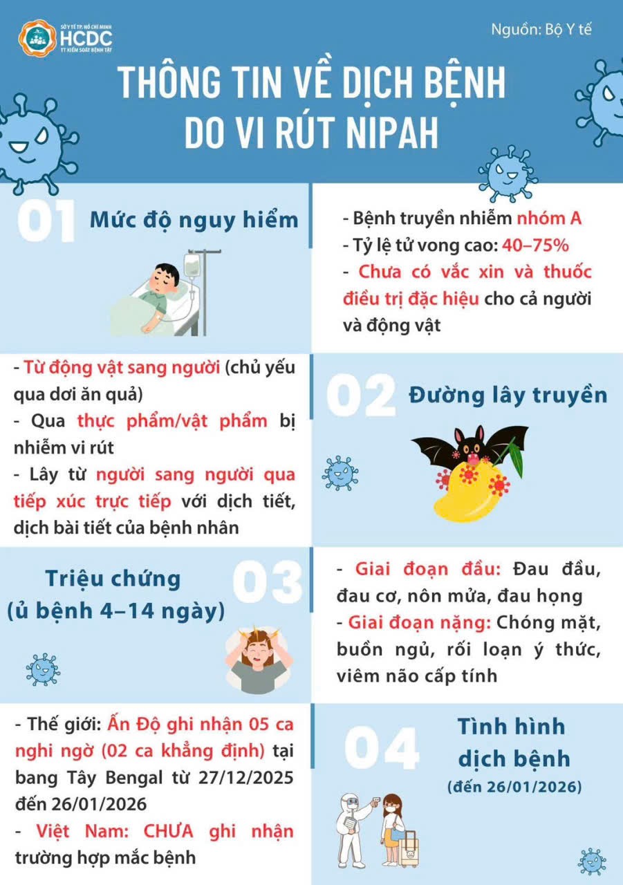 Tây Ninh tăng cường phòng, chống dịch bệnh nguy hiểm do vi rút Nipah Tây Ninh tăng cường phòng, chống dịch bệnh nguy hiểm do vi rút Nipah