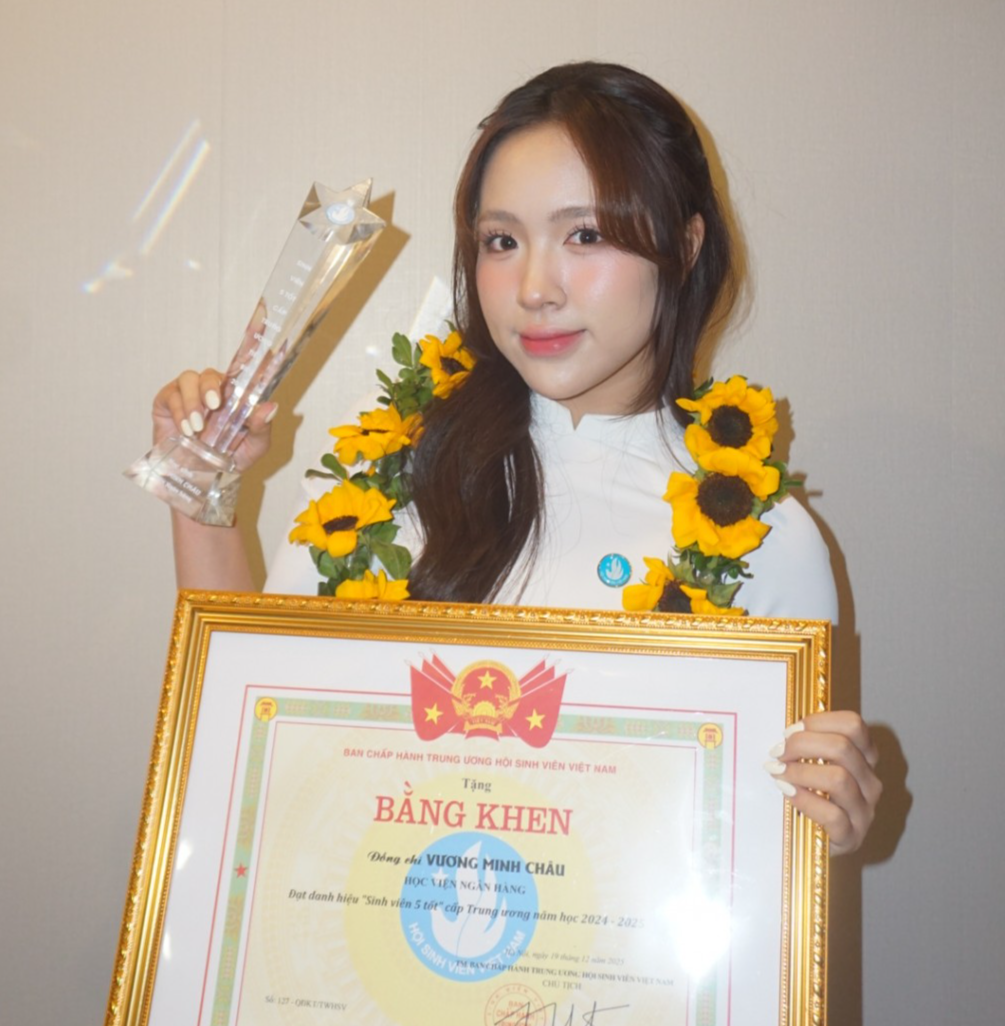 “Sinh viên 5 tốt” Vương Minh Châu đạt nhiều thành tích xuất sắc trong học tập, nghiên cứu khoa học