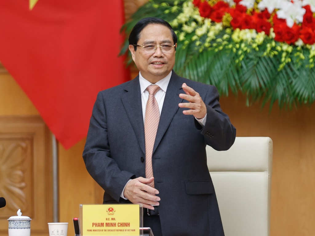 Thủ tướng Phạm Minh Chính chia sẻ về tiềm năng, nhu cầu, có chính sách ưu tiên, ưu đãi của Việt Nam trong phát triển một số ngành - Ảnh: VGP/Nhật Bắc