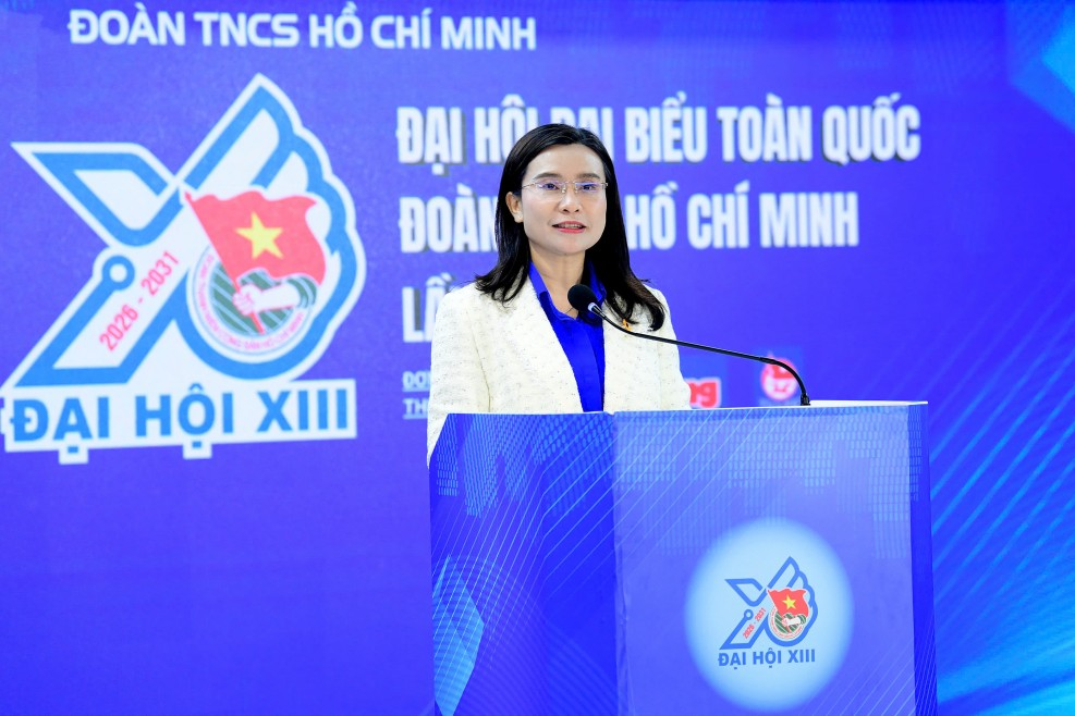 Logo Đại hội Đoàn XIII:  Ngọn cờ hiệu triệu tuổi trẻ thời đại số