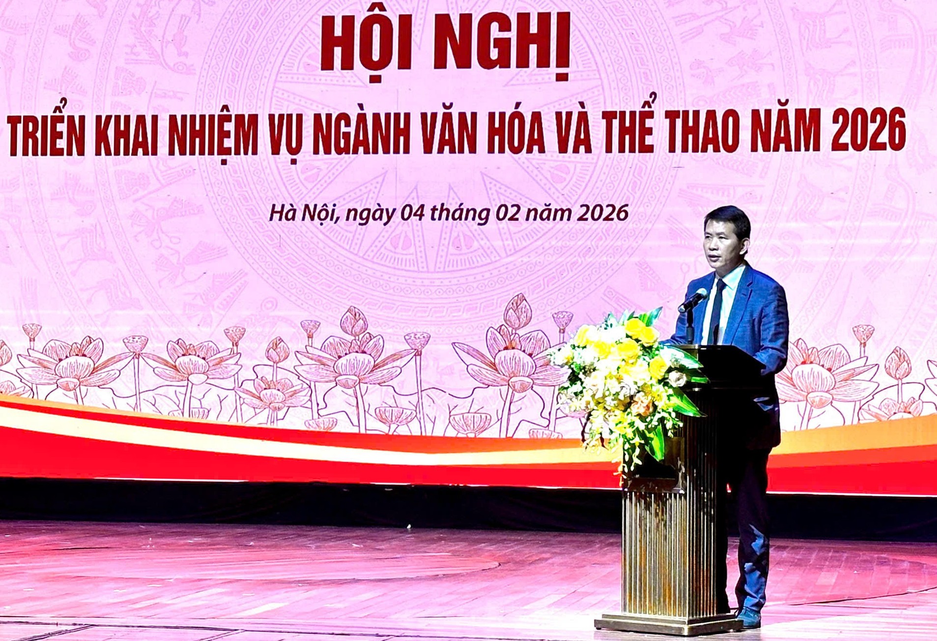 Đồng chí Phạm Tuấn Long, Thành ủy viên, Bí thư Đảng ủy, Giám đốc Sở Văn hóa và Thể thao Hà Nội phát biểu chỉ đạo tại Hội nghị