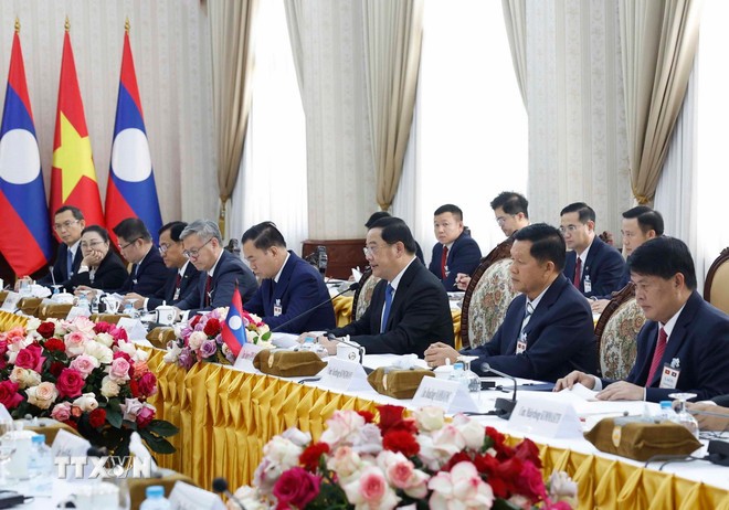 Thủ tướng Chính phủ Lào Sonexay Siphandone phát biểu. (Ảnh: Thống Nhất/TTXVN)