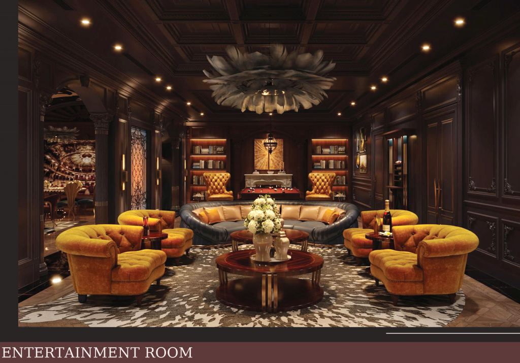 Phòng giải trí, nơi gia chủ có thể thưởng thức rượu vang thượng hạng, hay trò chuyện thư giãn trong bầu không khí riêng tư và đầy phong cách.