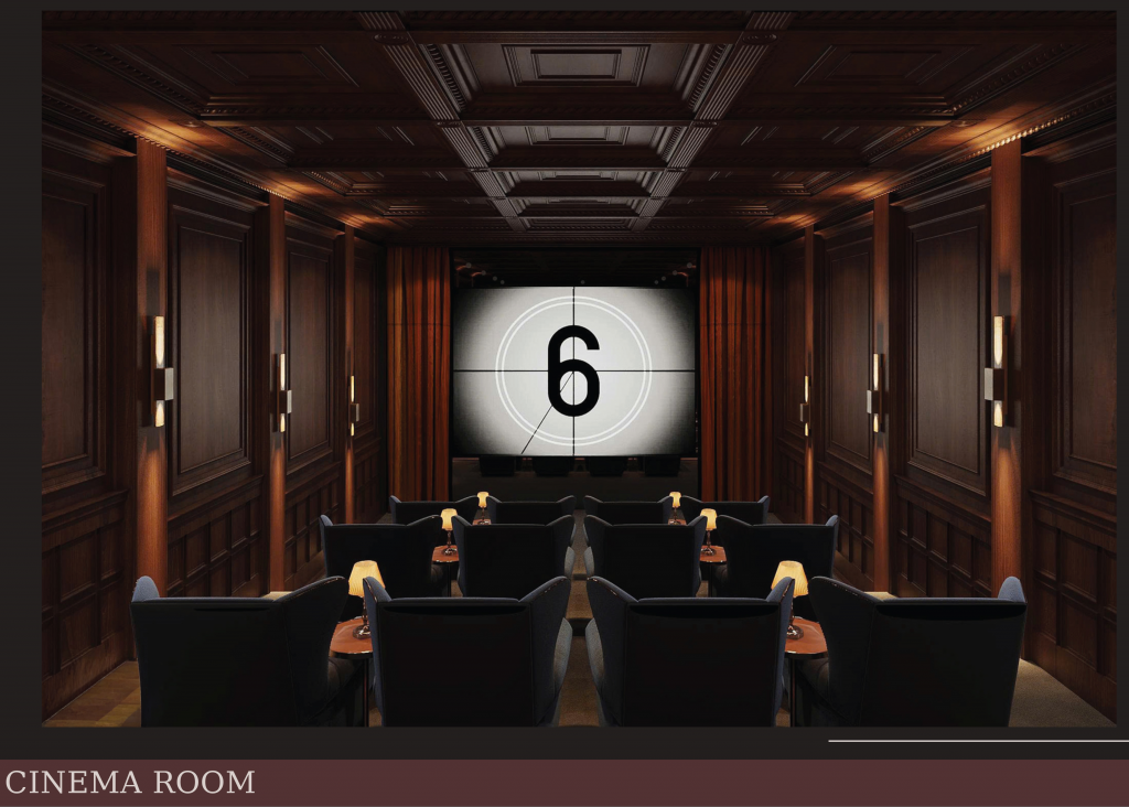  Phòng chiếu phim hiện đại với màn hình cỡ lớn, hệ thống âm thanh vòm sống động và những hàng ghế bọc da sang trọng được bố trí theo tiêu chuẩn private cinema. 