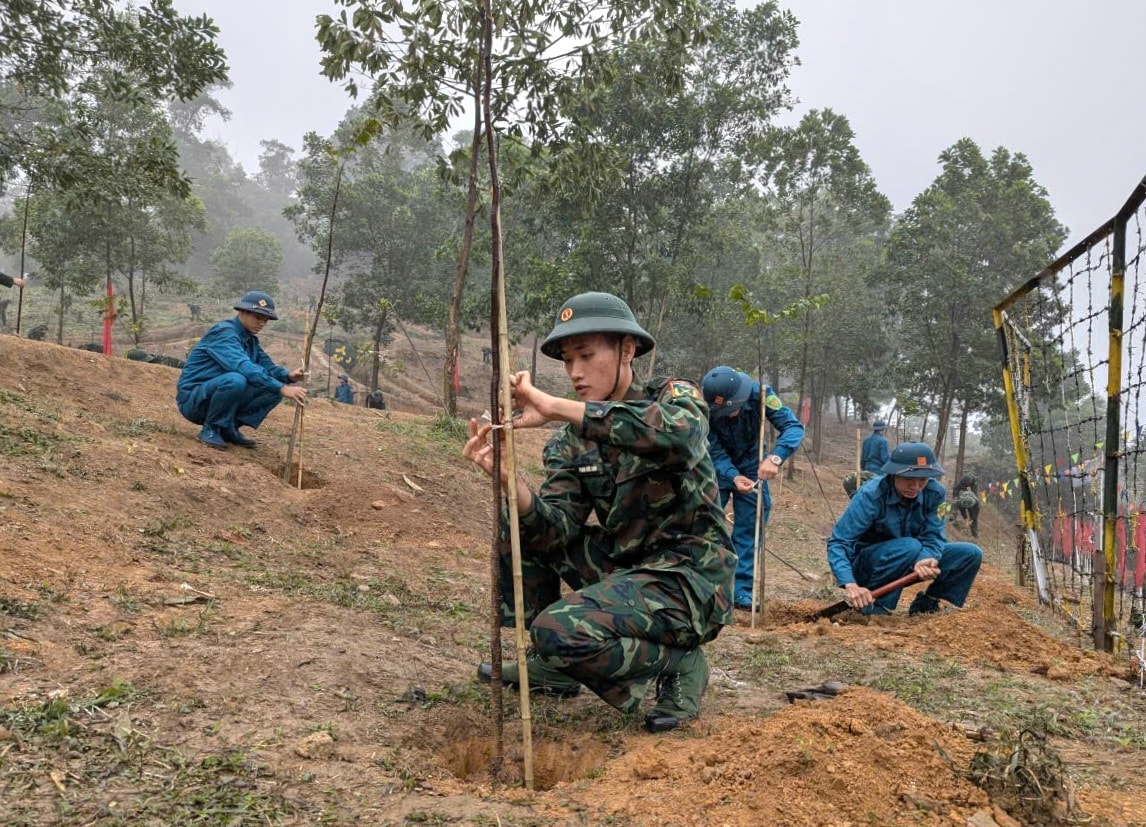 Điểm cầu Trung đoàn 692 - Bộ Tư lệnh Thủ đô: Trồng hơn 1.700 cây tại lễ phát động