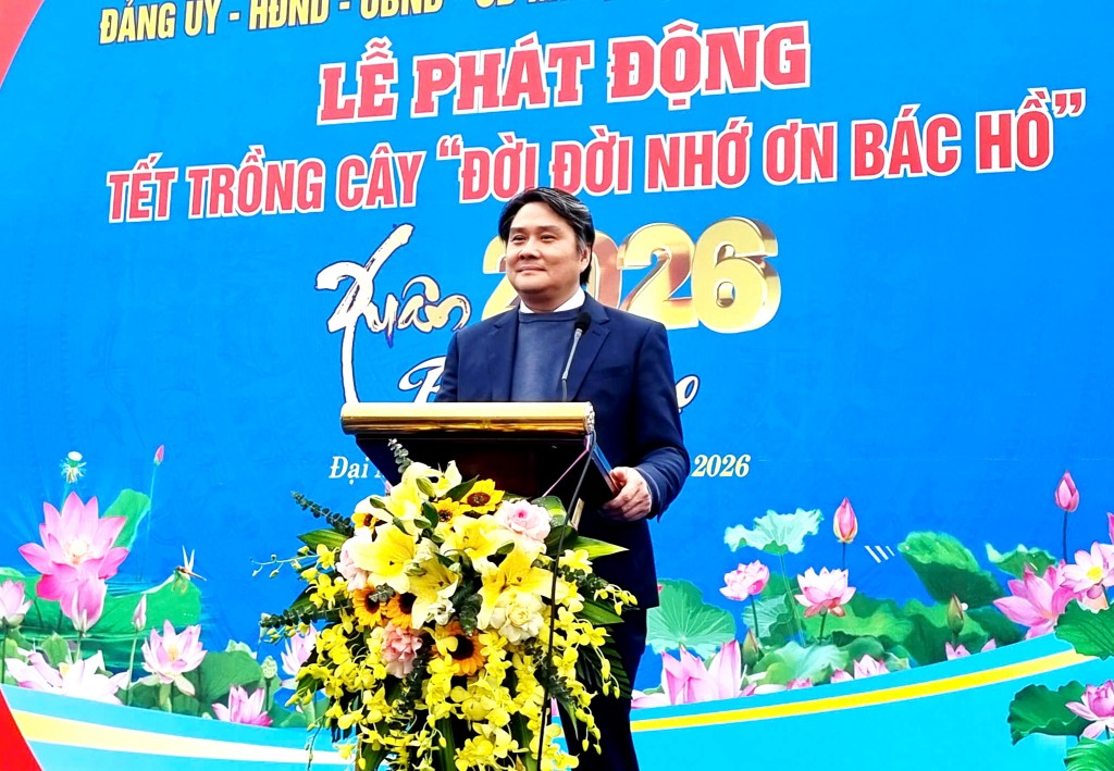 Đồng chí Hoàng Minh Hải, Phó Chủ tịch UBND phường Đại Mỗ phát biểu tại Lễ phát động Tết trồng cây Xuân Bính Ngọ 2026 Đồng chí Hoàng Minh Hải, Phó Chủ tịch UBND phường Đại Mỗ phát biểu tại Lễ phát động Tết trồng cây Xuân Bính Ngọ 2026