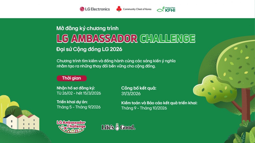 LG Electronics Việt Nam chính thức khởi động chương trình “Đại sứ Cộng đồng LG” 2026 LG Electronics Việt Nam chính thức khởi động chương trình “Đại sứ Cộng đồng LG” 2026