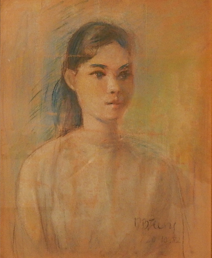 Tác phẩm Chân dung thiếu nữ, Dương Bích Liên, phấn màu, 54*43 cm, 1982 (Ảnh: Phan Nguyên)