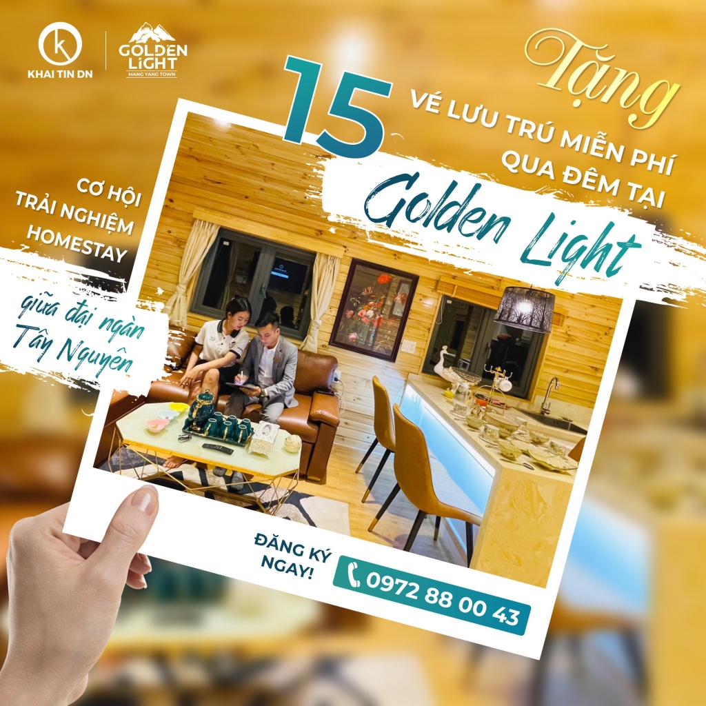  Villa Golden Light tặng 15 đêm nghỉ miễn phí trải nghiệm villa thông minh tại xã Đắk Djrăng, H.Mang Yang, tỉnh Gia Lai