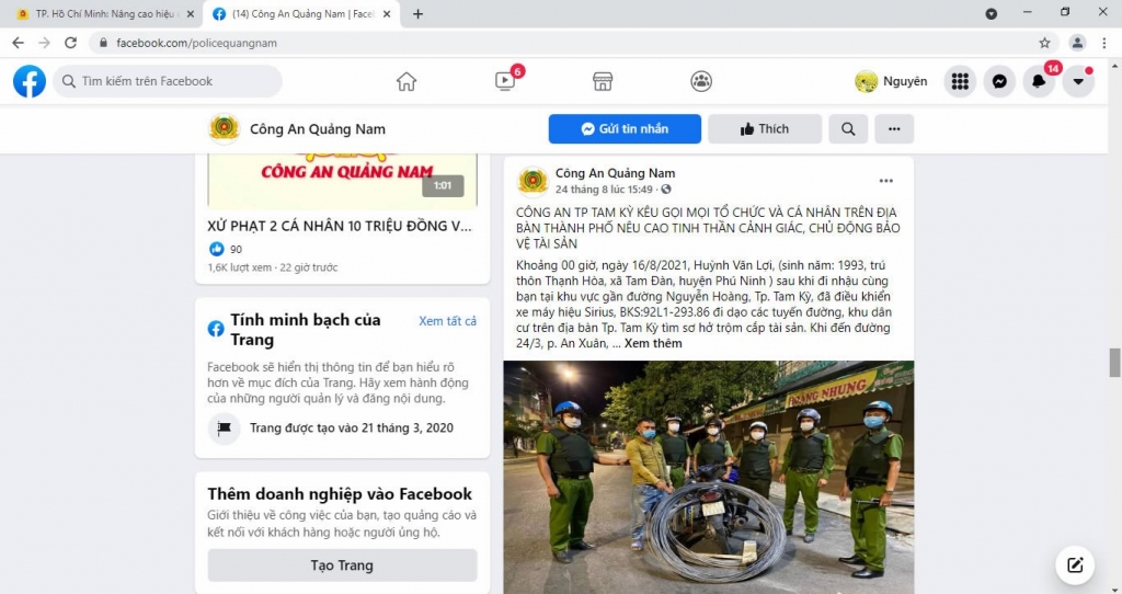 Fanpage “Công an Quảng Nam” kênh thông tin gần gũi của người dân