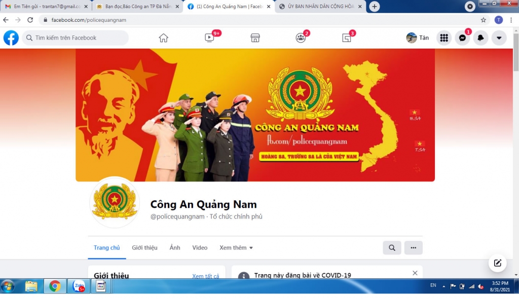 Dao diện của fanpage “Công an Quảng Nam” 