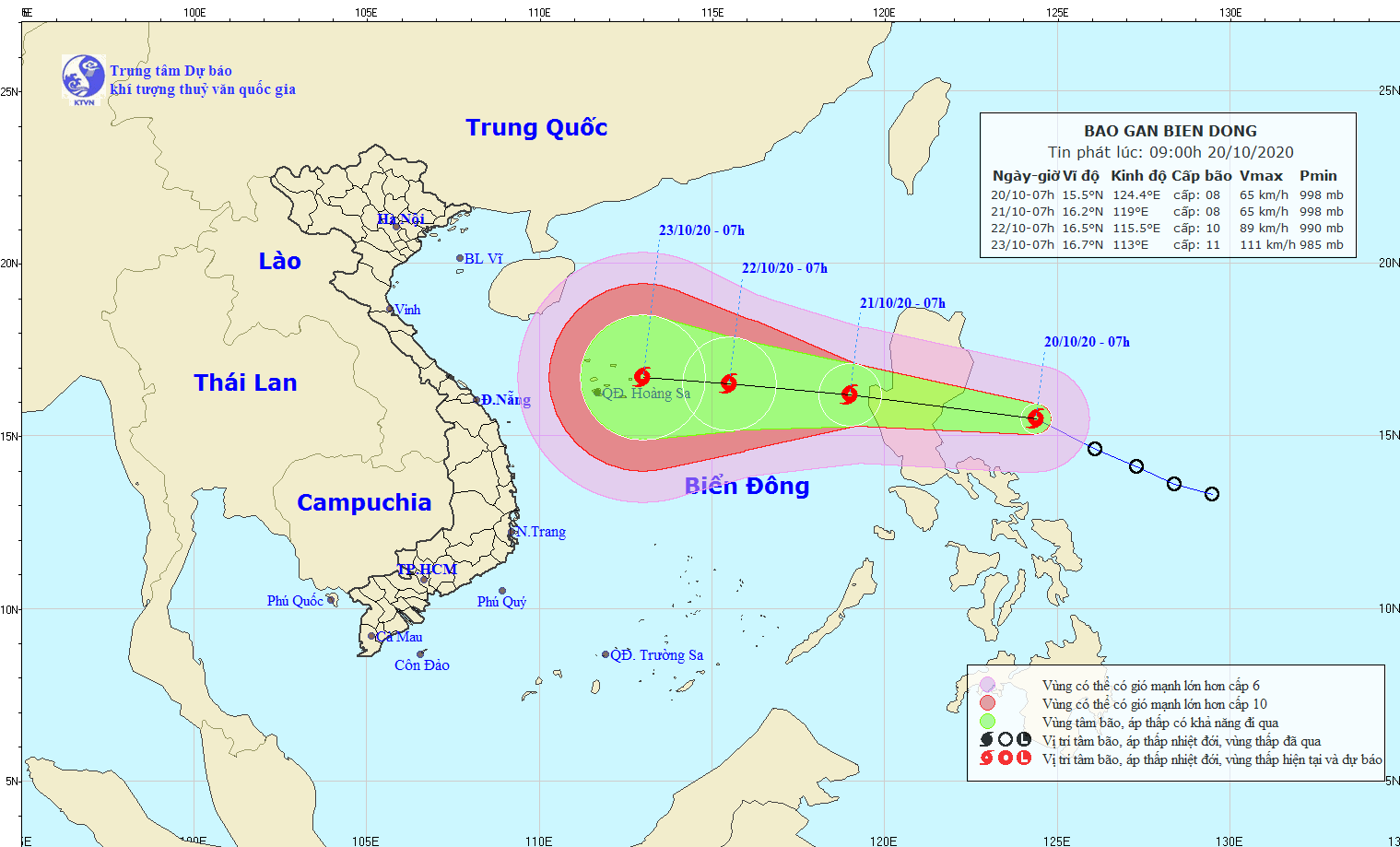 Hướng đi của cơn Bão số 8 (Nguồn nchmf.gov.vn)