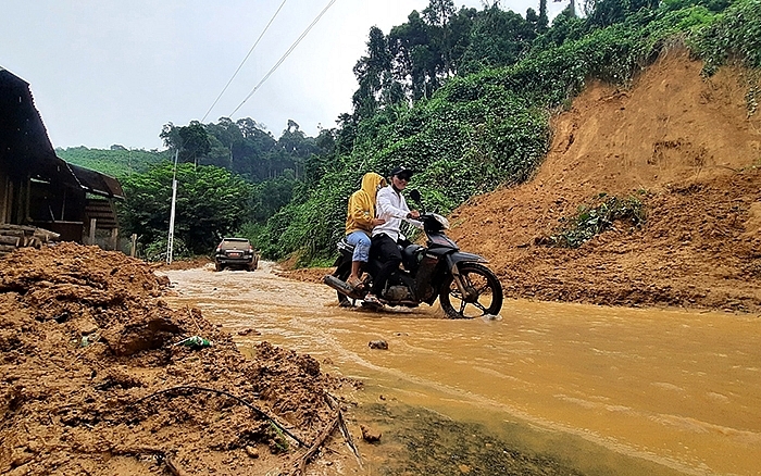 tuyến đường vào xã Trà Leng đã được thông. (Ảnh: Xuân Thọ)