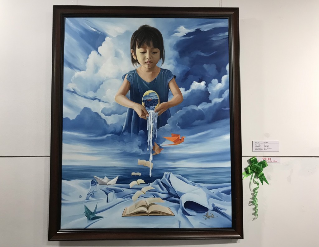 Tác phẩm “Bình yên” (chất liệu sơn dầu) của tác giả Bảo Tân đạt giải Ba (Ảnh Đ.Minh)