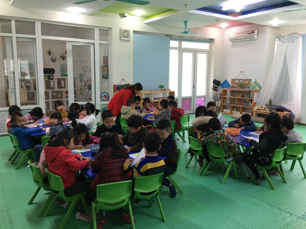 Học sinh trong một lớp học của trường Mầm non Thanh Xuân Bắc