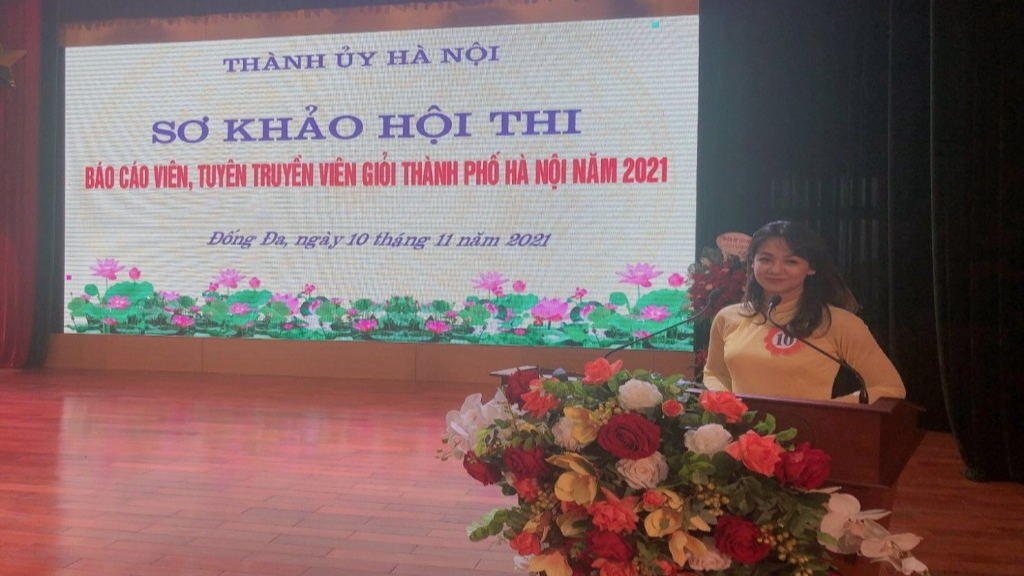 Cô giáo Nguyễn Thanh Lan tham gia Sơ khảo Hội thi Báo cáo viên, tuyên truyền viên giỏi cấp thành phố