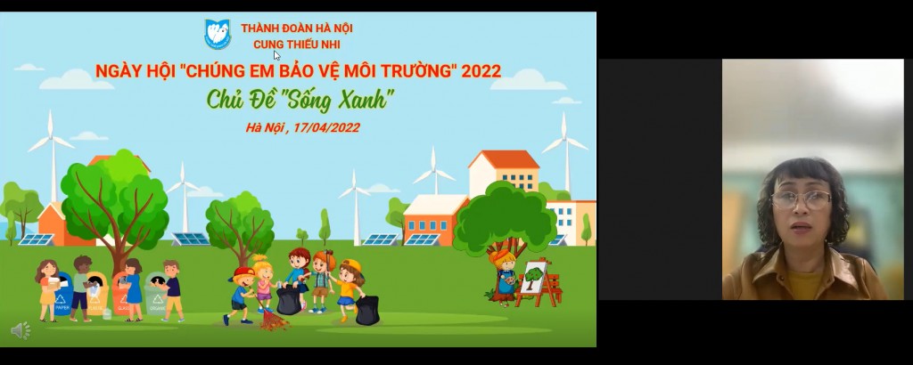 Cô Võ Thị Thanh Diệp, Phó Giám đốc Cung Thiếu nhi Hà Nội, Trưởng Ban tổ chức phát biểu khai mạc vòng thi thứ 2 - vòng Chung kết “Truy tìm siêu nhân xanh”