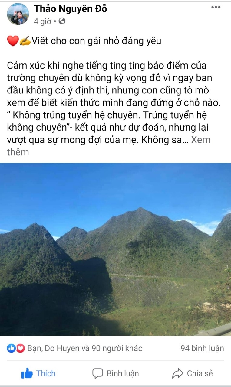 Nhiều cha mẹ chai sẻ cảm xúc sau khi biết điểm chuẩn các trường
