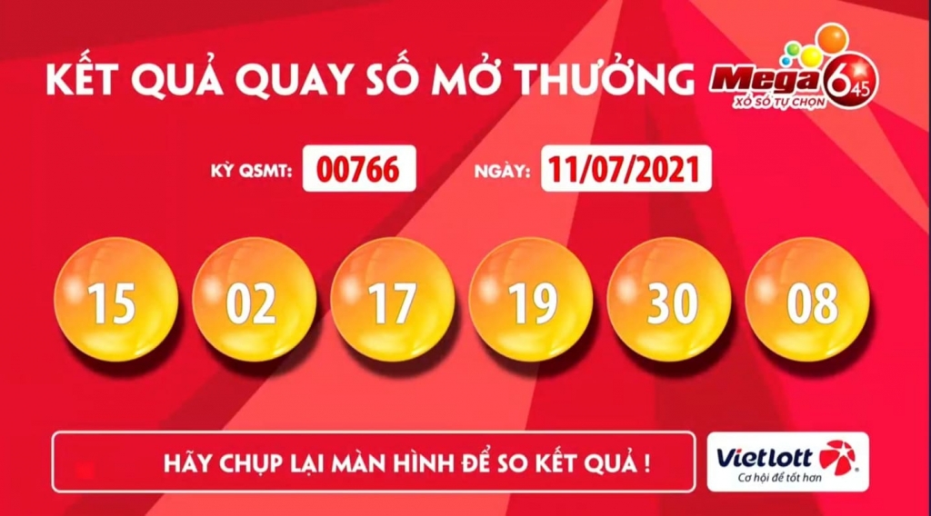 Kết quả của giải Mega 6/45 hôm nay ngày  11/7