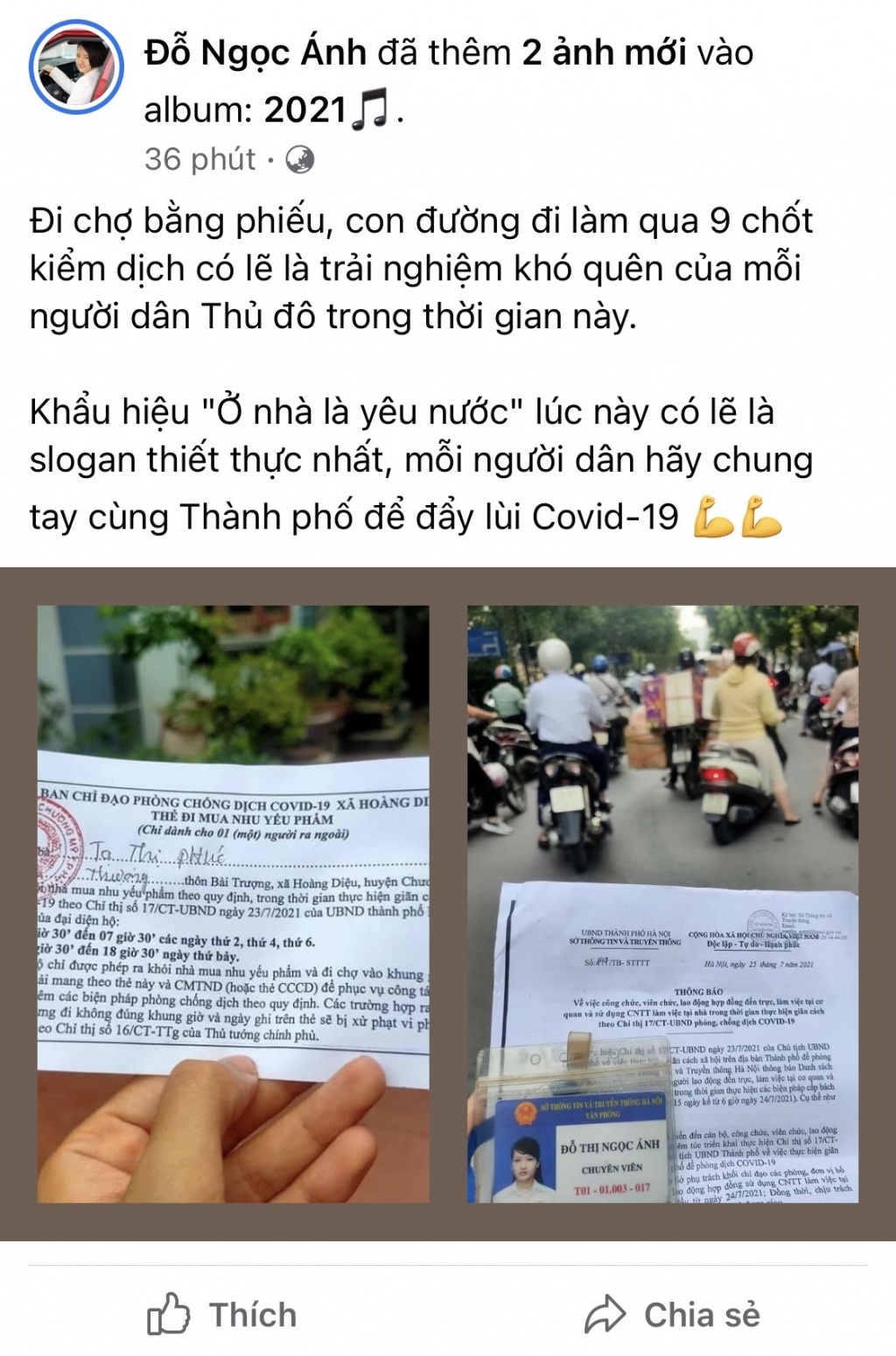 Trên nhiều trang mạng, các bạn trẻ vừa kheo ảnh phiếu đi chợ, vừa kêu gọi nhau nêu cao ý thức phòng chống dịch