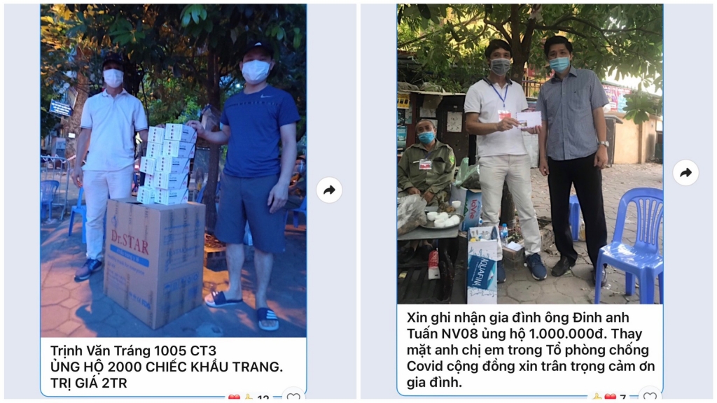 Người dân tích cực đóng góp sau khi Tổ trưởng tổ dân phố kêu gọi ủng hộ chốt kiểm soát dịch