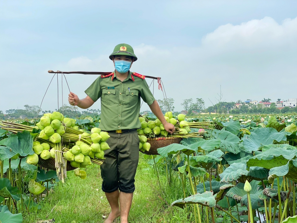 Thượng uý Lê Minh Tuấn gánh sen lên bờ