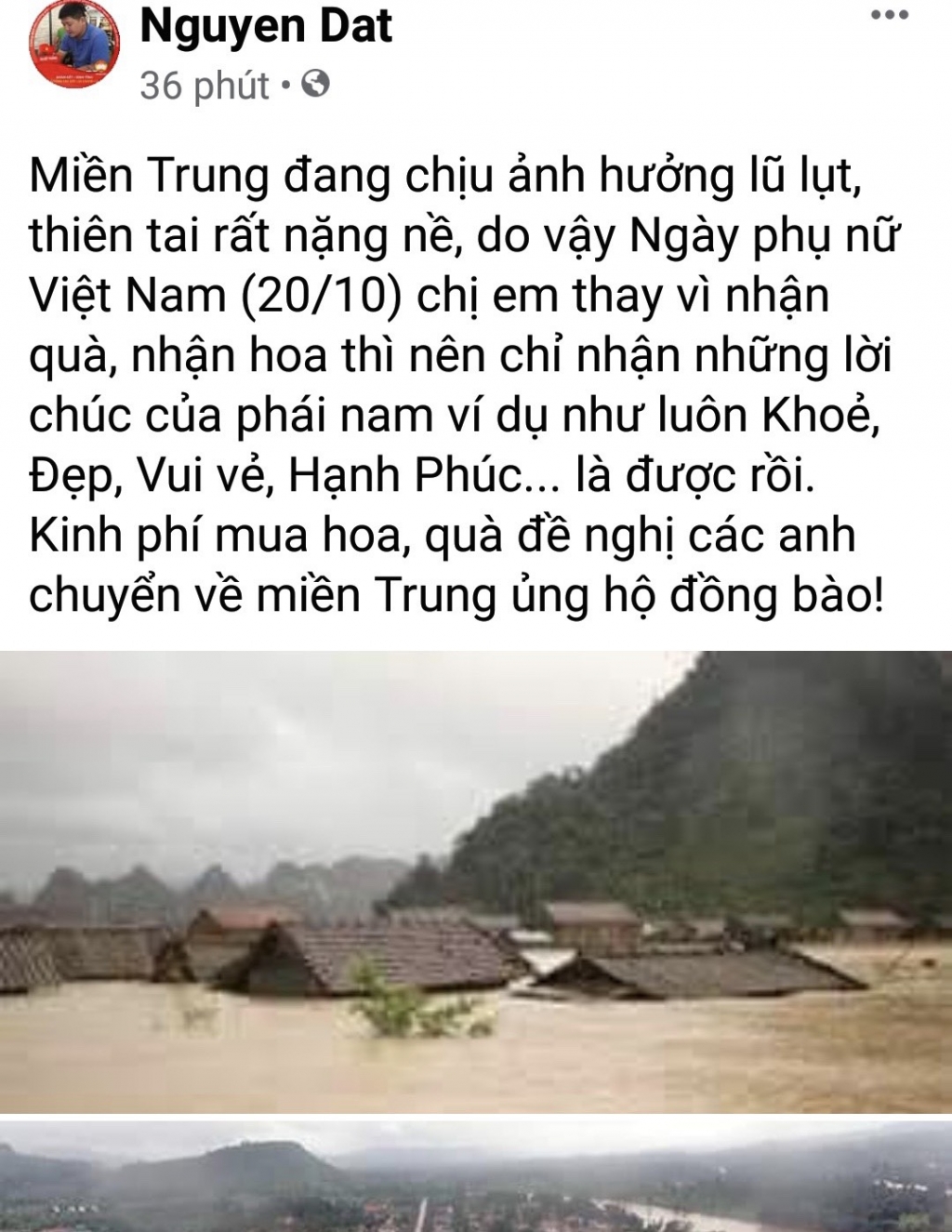 Giới trẻ kêu gọi ngày 20/10 không mua hoa, dành tiền gửi đồng bào miền Trung