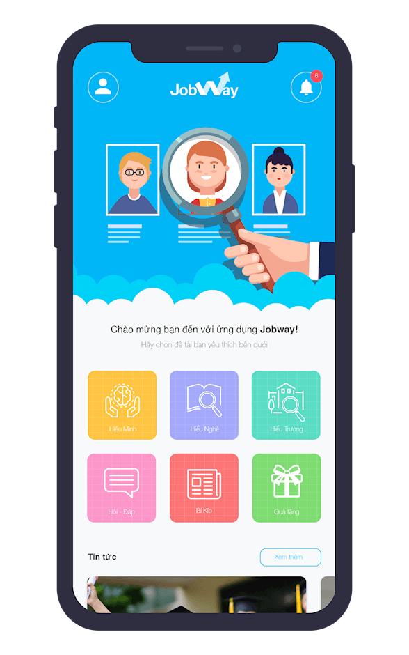 Giao diện JobWay qua App