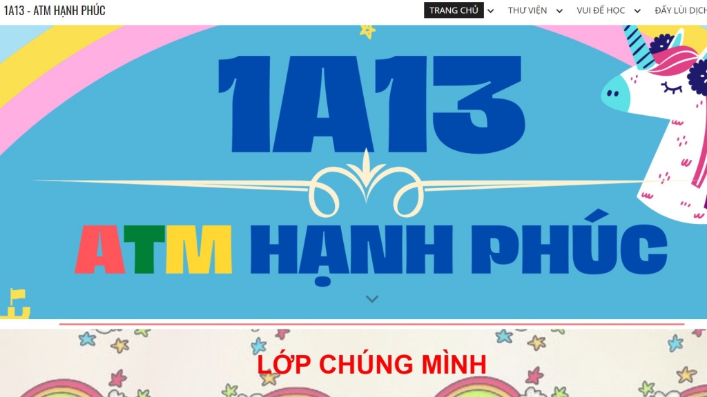 Website ATM Hạnh Phúc của lớp 1A13 do cô Thảo thiết kế