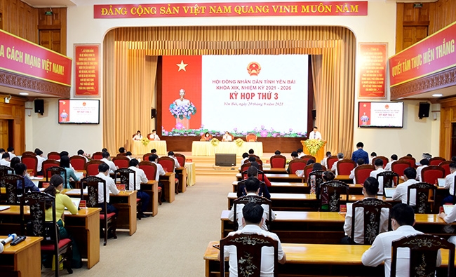 Kỳ họp thứ 3 HĐND tỉnh Yên Bái khóa XIX, nhiệm kỳ 2021 - 2026. Ảnh TL