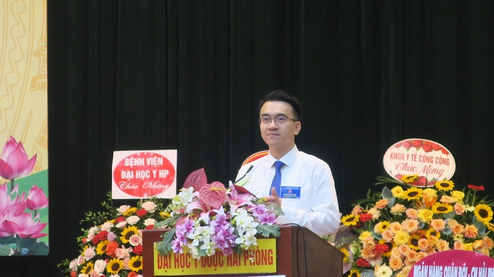 Đồng chí Lê Khắc Nguyên Anh – Phó Bí thư Thành đoàn, Phó Chủ tịch Thường trực Hội Sinh viên Việt Nam thành phố Hải Phòng phát biểu