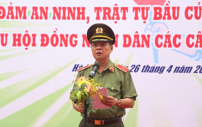 Thiếu tướng Đào Thanh Hải, Phó Giám đốc CATP Hà Nội phát biểu tại chương trình