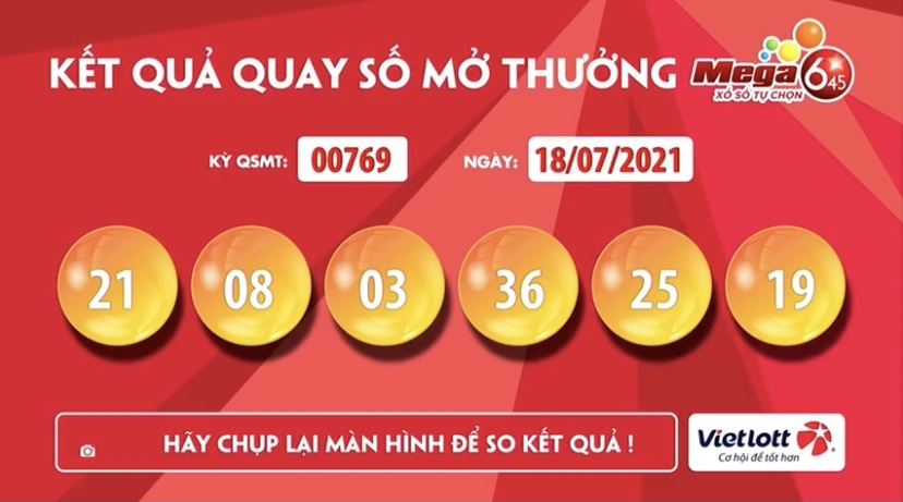 Kết quả xổ số Vietlott ngày 18/7