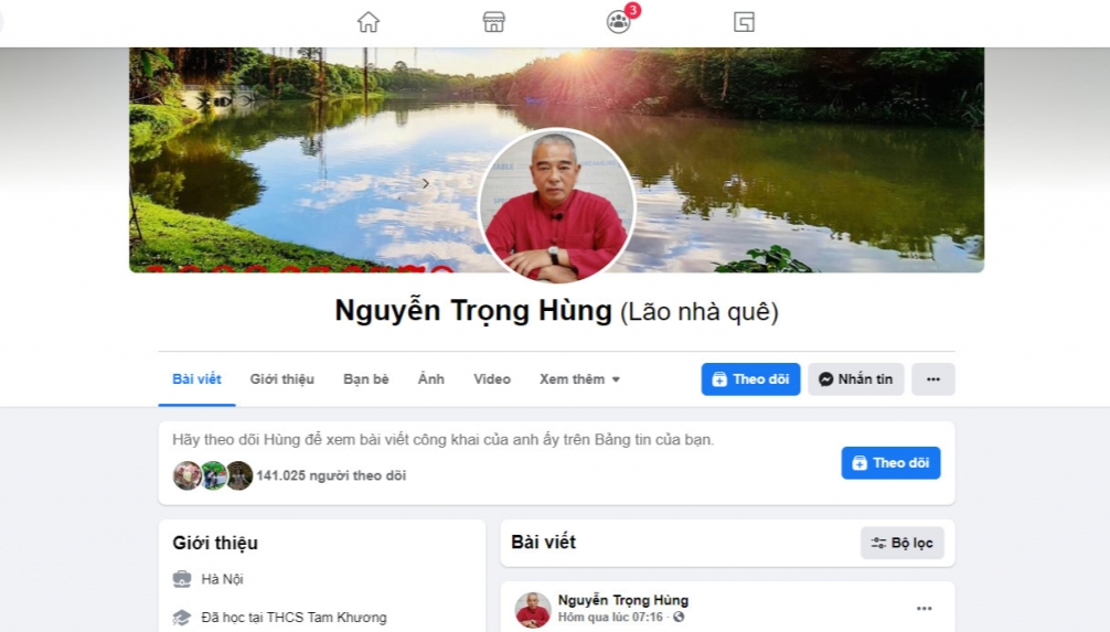 Trang Facebook Nguyễn Trọng Hùng (Lão nhà quê)