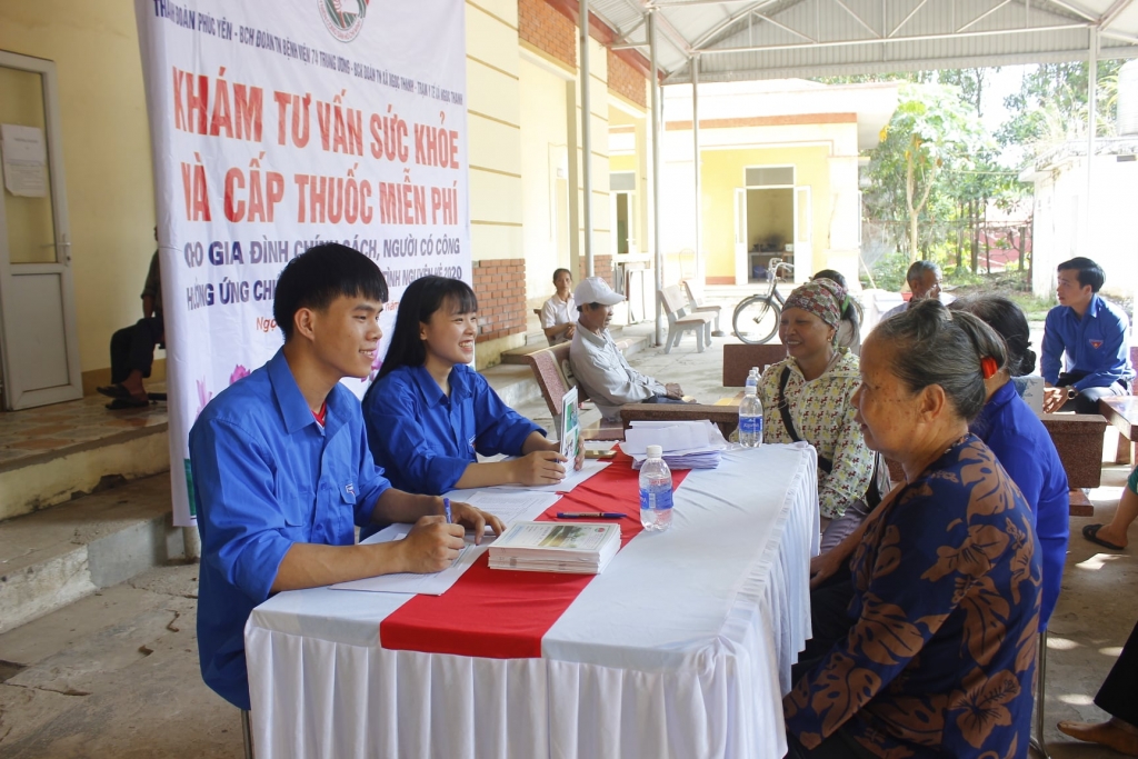 Tuổi trẻ thành phố Phúc Yên tổ chức khám chữa bệnh cấp thuốc miễn phí cho gia đình chính sách người có công