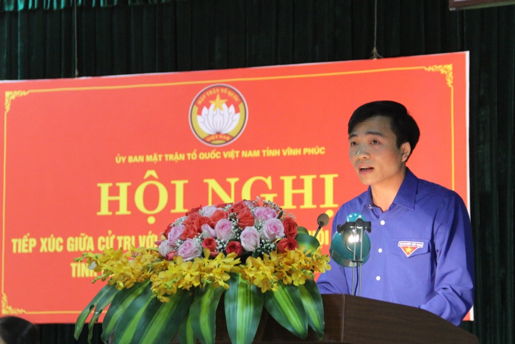 Ông Nguyễn Trung Kiên - UVBCH TW Đoàn - Bí thư Tỉnh đoàn - Chủ tịch Hội LHTN Việt Nam tỉnh Vĩnh Phúc trình bày Chương trình hành động của đại biểu ứng cử HĐND tỉnh Vĩnh Phúc khoá XVII, nhiệm kỳ 2021-2026
