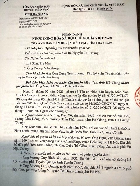 Bản án của Toà án nhân dân huyện Mèo Vạc.